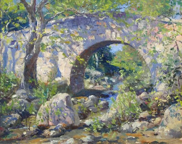Colin Campbell Cooper, The Old Bridge, oil on board